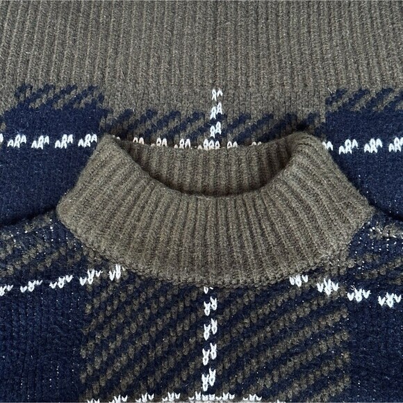 Arizona Sweater Womens M L Green Y2K Holiday Plaid Chunky Knit Soft Grunge Cozy - Picture 4 of 7